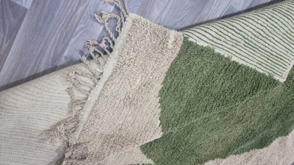 Beni ourain rug - Moroccan rug - Custom size rug - green and white - Image 4
