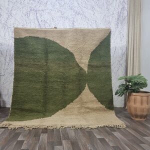 Beni ourain rug - Moroccan rug - Custom size rug - green and white