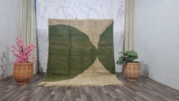 Beni ourain rug - Moroccan rug - Custom size rug - green and white