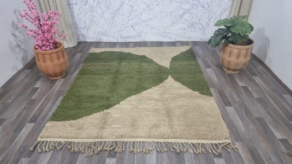 Beni ourain rug - Moroccan rug - Custom size rug - green and white - Image 3