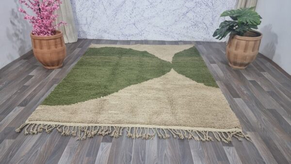 Beni ourain rug - Moroccan rug - Custom size rug - green and white - Image 7