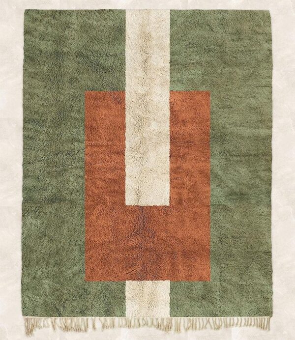 Beni ourain rug - Moroccan rug - Custom size ruccan orange Berg - Yellow border - Morober rug - Handmade rug - Moroccan rug - Wool rug