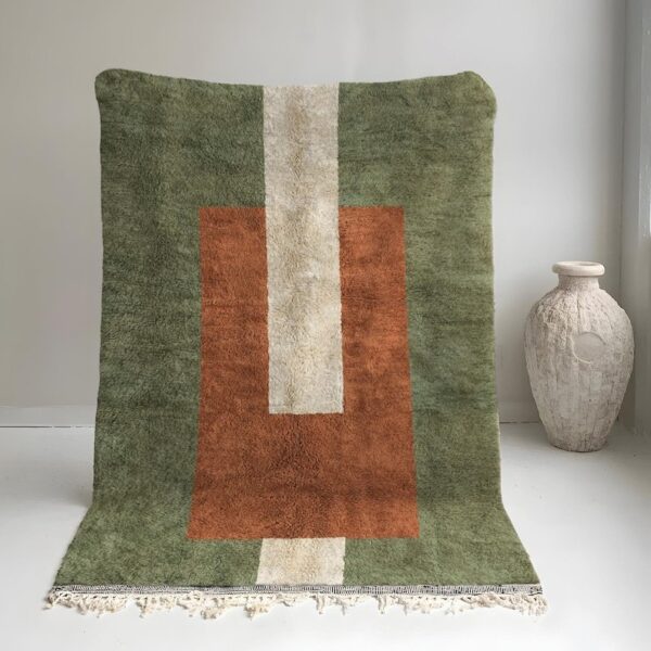 Beni ourain rug - Moroccan rug - Custom size ruccan orange Berg - Yellow border - Morober rug - Handmade rug - Moroccan rug - Wool rug - Image 5