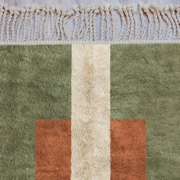 Beni ourain rug - Moroccan rug - Custom size ruccan orange Berg - Yellow border - Morober rug - Handmade rug - Moroccan rug - Wool rug - Image 4