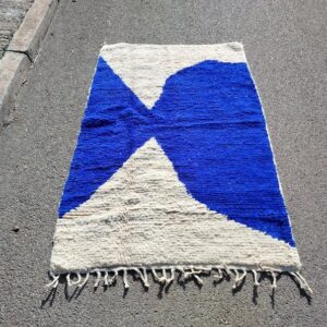 Beni ourain rug - Moroccan rug - Custom size rug - BLUE AND WHITE