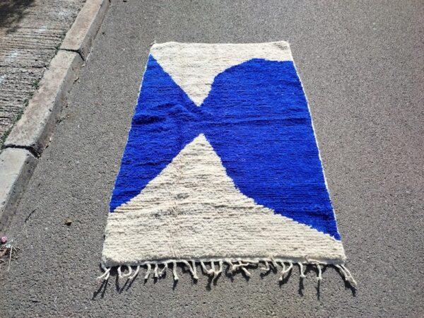 Beni ourain rug - Moroccan rug - Custom size rug - BLUE AND WHITE