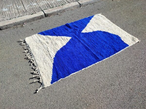 Beni ourain rug - Moroccan rug - Custom size rug - BLUE AND WHITE - Image 4