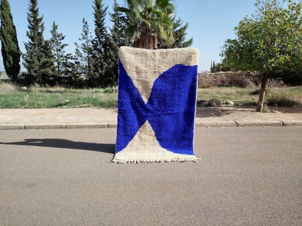 Beni ourain rug - Moroccan rug - Custom size rug - BLUE AND WHITE - Image 3