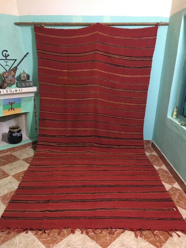 Moroccan RED Vintage rugs "AHENDIR" 370cm x 187cm   12.13ft x 6.13ft