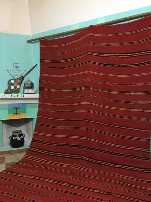 Moroccan RED Vintage rugs "AHENDIR" 370cm x 187cm   12.13ft x 6.13ft - Image 9