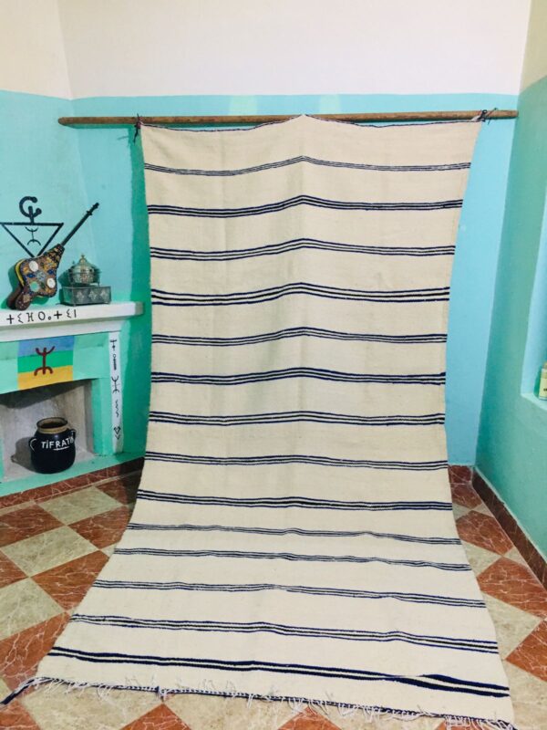 WHITE AND BLUE moroccan rugs "TAHNDIRT" 330cm x 187cm   10.8268ft x 6.13517ft - Image 9