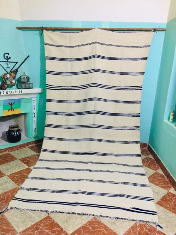 WHITE AND BLUE moroccan rugs "TAHNDIRT" 330cm x 187cm   10.8268ft x 6.13517ft - Image 8